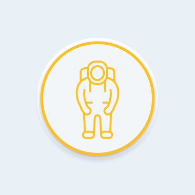 Astronot satırı simgesi, simge, astronot piktogram, vektör çizim yuvarlak uzay giysisi