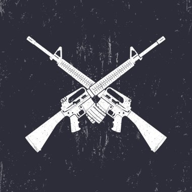 çapraz M16 saldırı tüfekleri, iki 5.56 mm otomatik silah, vektör illüstrasyon