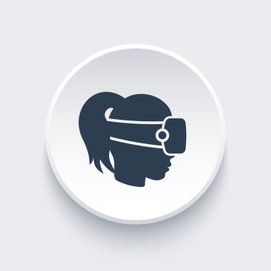 Vr kask simgesi, vr gözlük, kulaklık vektörü, sanal gerçeklik, vr pictogram, sanal gerçeklik kulaklık yuvarlak simgesi, vektör çizimi