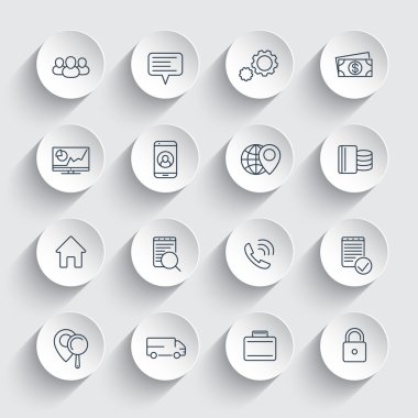 iş, finans, ticaret, yuvarlak 3d şekiller kurumsal çizgi simgeleri, iş pictograms, vektör illüstrasyon
