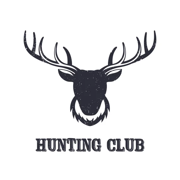 Голова оленя, элемент логотипа охотничьего клуба изолирован на белой векторной иллюстрации — стоковый вектор