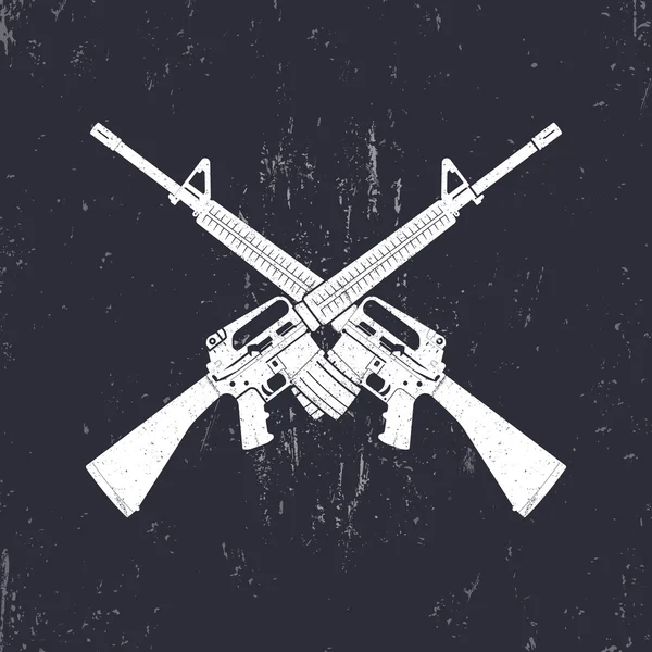 Gekreuzte m16 Sturmgewehre, zwei 5,56 mm Automatikgewehre, Vektorillustration — Stockvektor