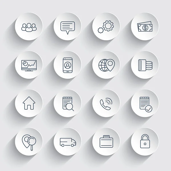 iş, finans, ticaret, yuvarlak 3d şekiller kurumsal çizgi simgeleri, iş pictograms, vektör illüstrasyon