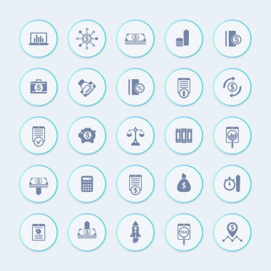 25 finans, yatırım simgeleri, risk sermayesi, hisse senetleri, hisse senetleri, yatırımcı, fonlar, yatırım, gelir simgeleri paketi, vektör illüstrasyon