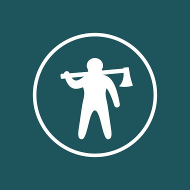 oduncu, logger simgesi, baltalı adam, daire içinde simge, vektör illüstrasyon