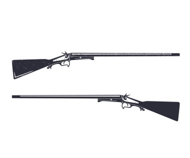 Eski av tüfeği, silah, beyaz izole, vektör illüstrasyon