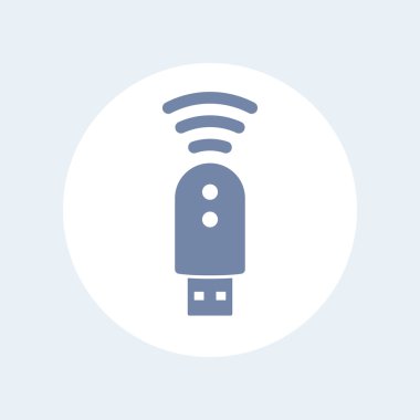 USB modem izole simgesi, 3g, 4g, lte modem piktogram, yuvarlak kutsal kişilerin resmi, vektör çizim