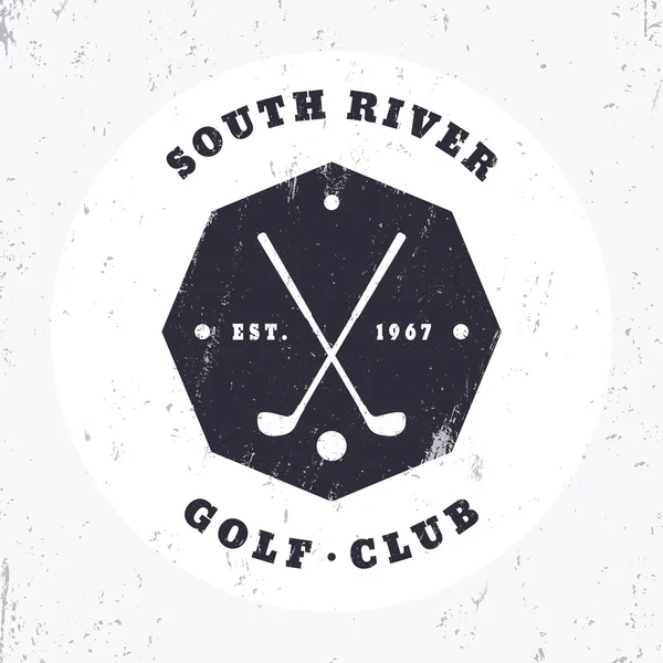 Винтажный логотип гольф-клуба, значок со скрещенными клюшками для гольфа, векторная иллюстрация — стоковый вектор