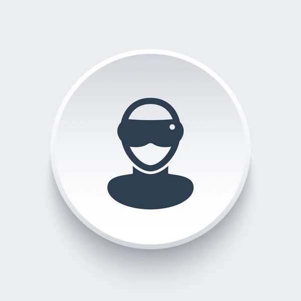 VR glasögon ikon, virtuell verklighet headset vector tecken, man i virtuell verklighet glasögon runt ikonen, vektor illustration — Stock vektor