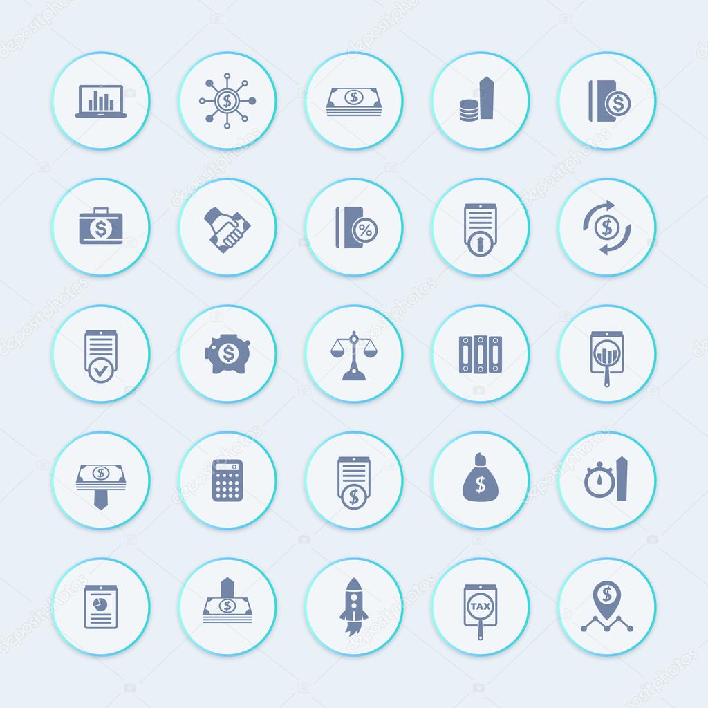 25 finance, investing icons, venture capital, shares, stocks, investor, funds, investment, income icons pack, vector illustration