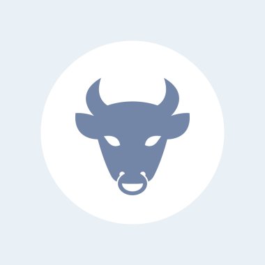 Boğa baş izole simgesi, vektör çizim