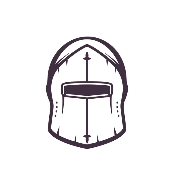 Capacete medieval isolado em branco, ilustração vetorial —  Vetores de Stock