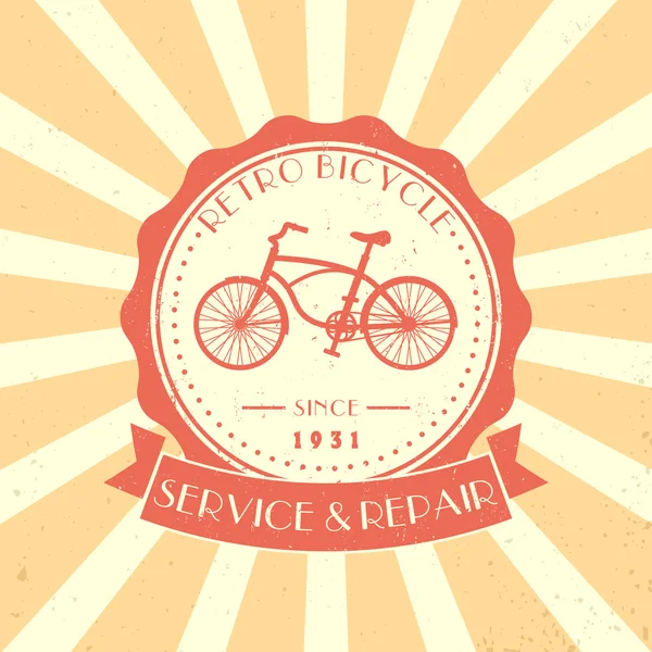 Retro Bicycle Service and Repair, vintage logo, emblem, sign with old bicycle, vector illustration — Stock Vector