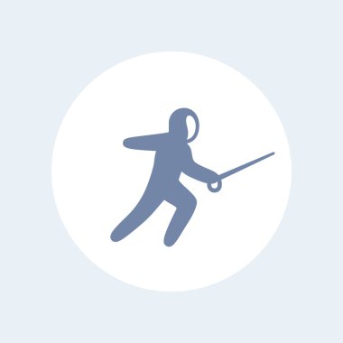 Eskrim simgesi, folyo piktogramlı eskrimci, izole simge, vektör çizimi