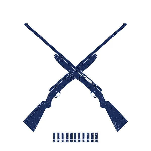 Rifles de caça cruzados, espingardas, conchas em branco, ilustração vetorial — Vetor de Stock