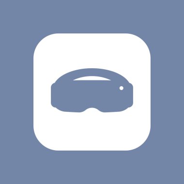sanal gerçeklik kulaklık, vr kask simgesi, vr kulaklık işareti, sanal gerçeklik gözlüğü pictogram, izole yuvarlak kare simgesi, vektör illüstrasyon