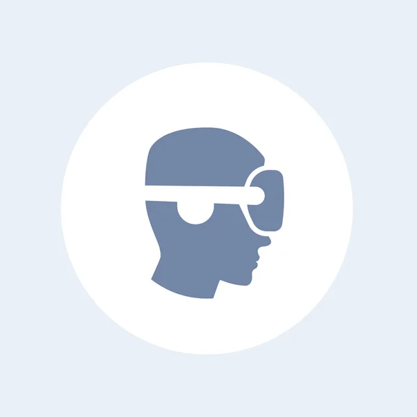 VR helmet icon, man in profile in virtual reality glasses vector, vr pictogram, virtual reality headset isolated icon, vector il — Stock Vector