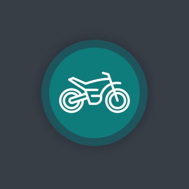 offroad bike, motorcycle line icon, motocross bike pictogram, round flat icon, vector illustration clipart