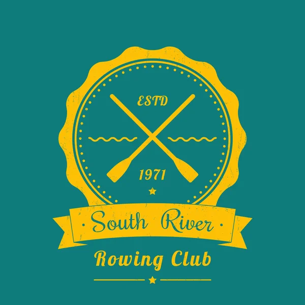 Logo vintage del club de remo, emblema, letrero del club de remo en verde, ilustración vectorial — Vector de stock