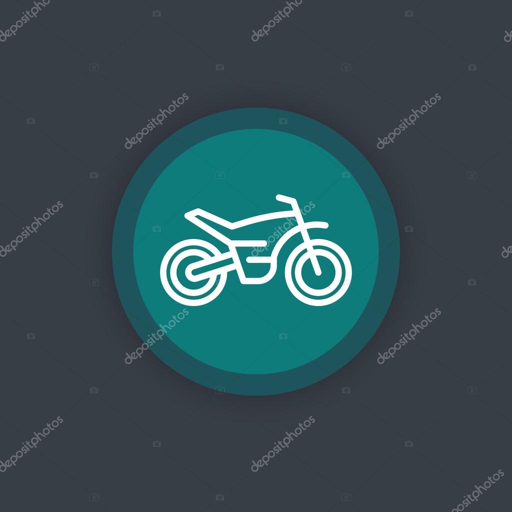 Offroad bike, motorcycle line icon, motocross bike pictogram, round flat icon, vector illustration