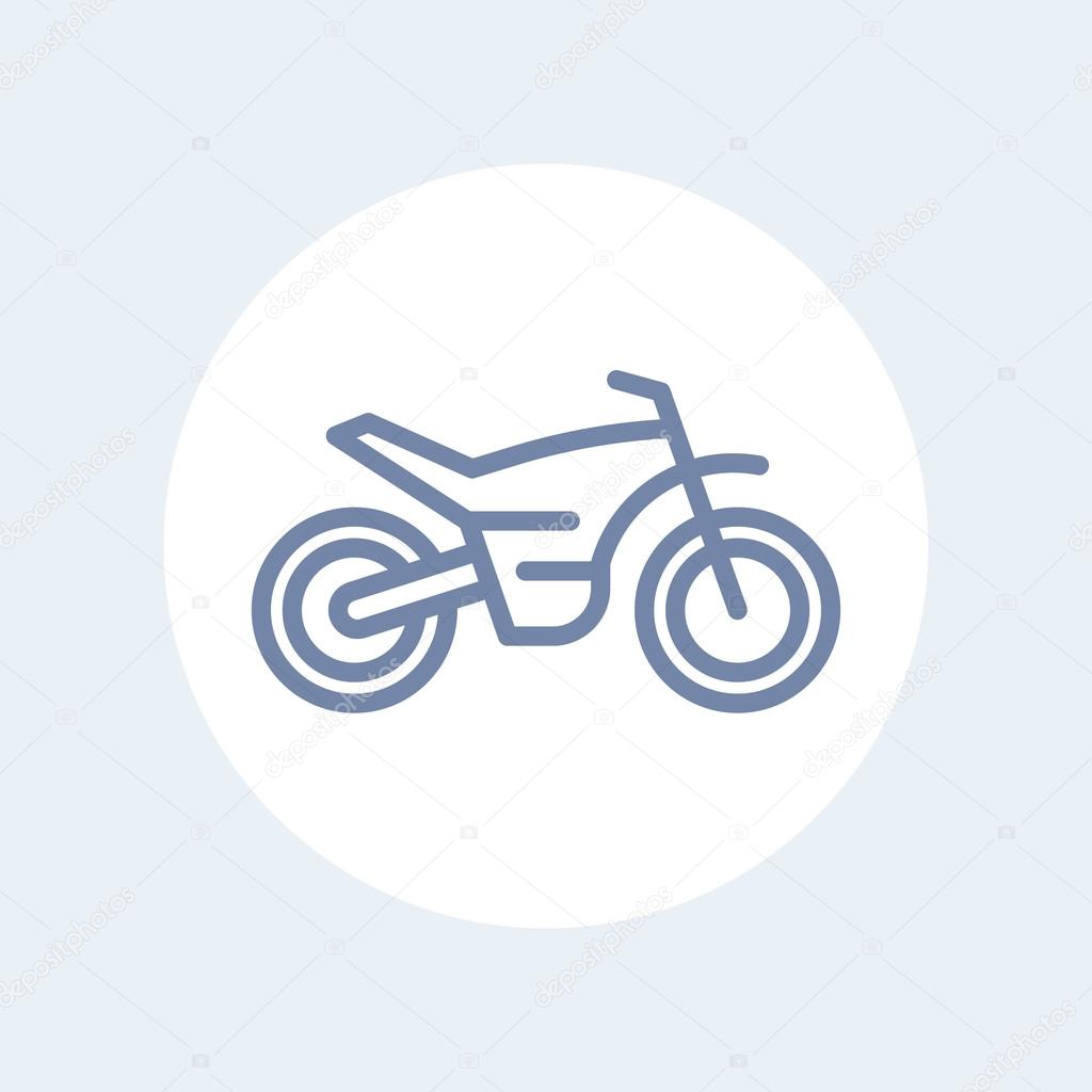 Offroad bike, motorcycle line icon, motocross bike pictogram, sign isolated on white, vector illustration