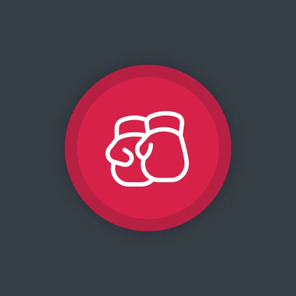 Boxhandschuh-Symbol, Boxlinien-Piktogramm, rundes rotes Symbol — Stockvektor
