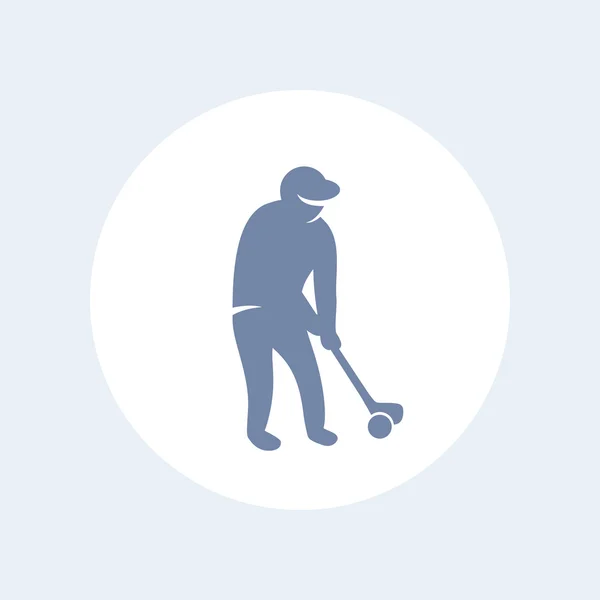 Golf-Ikone, Golfspieler, Golfer-Runde isolierte Ikone, Vektorillustration — Stockvektor