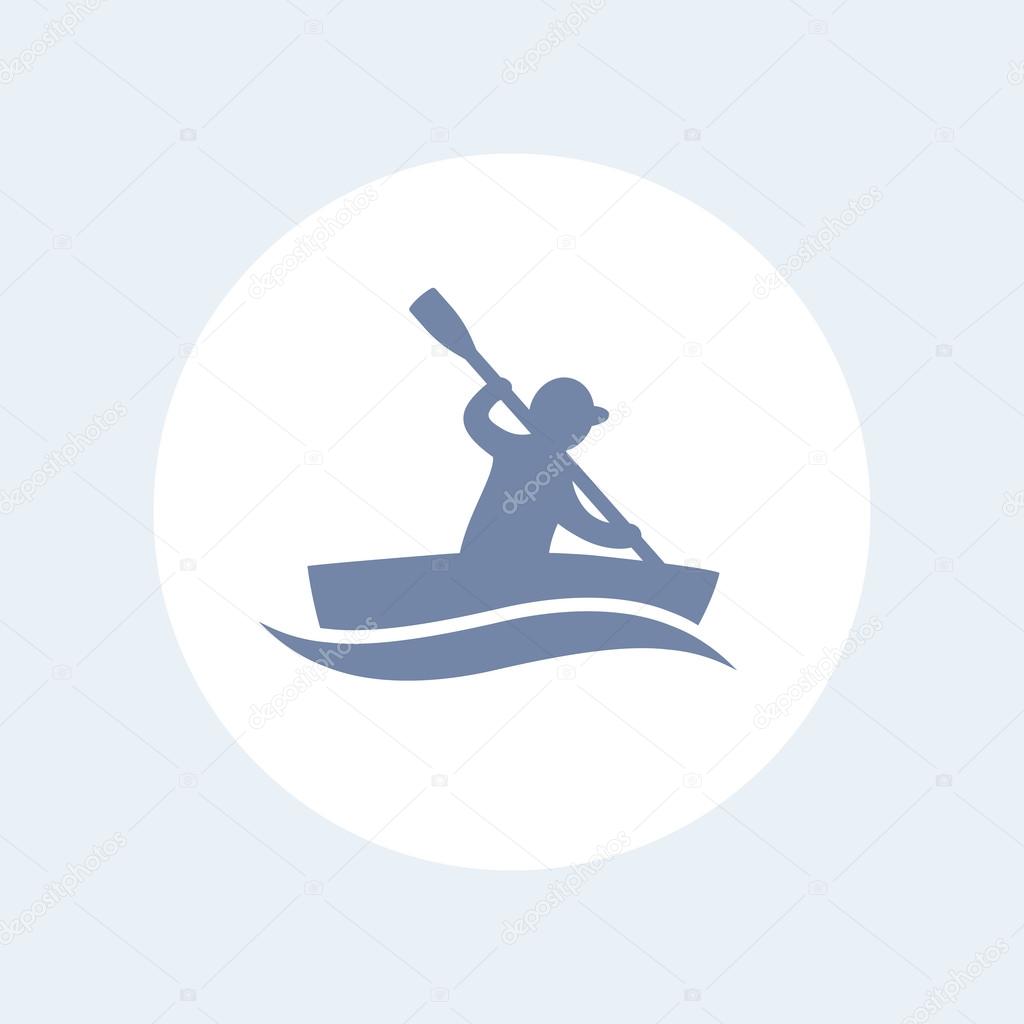Kayak isolated icon, canoeing, rowing icon, sign, vector illustration