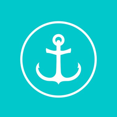 Daire içinde deniz çapa simgesi, çapa işareti, vektör çizimi