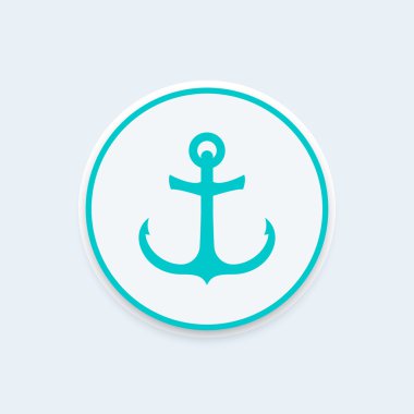 Yuvarlak şekil, çapa işareti, vektör çizimi üzerine deniz çapa simgesi