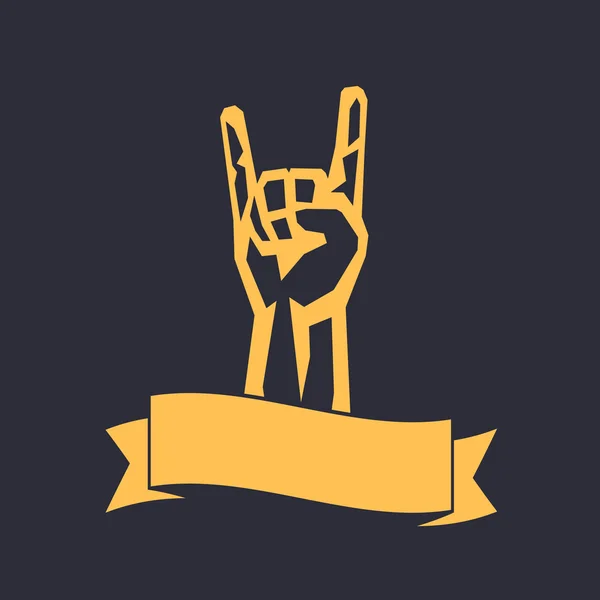 Signe rock, cor à main, geste de concert rock isolé sur sombre, illustration vectorielle — Image vectorielle