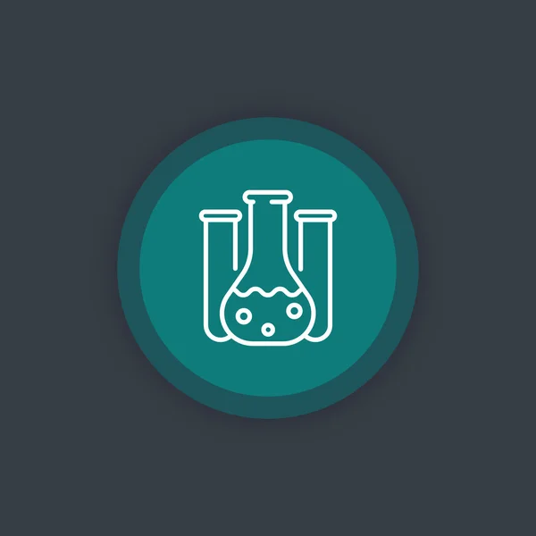 Icono lineal de química, tubo de ensayo de vidrio de laboratorio, ilustración vectorial — Vector de stock