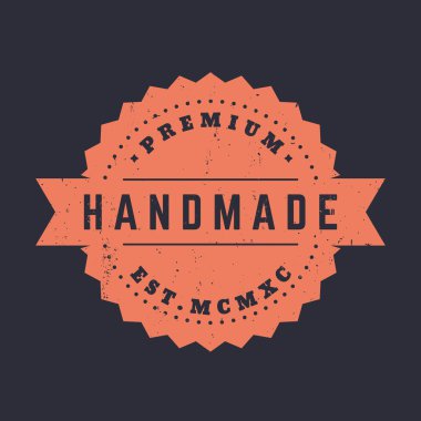 El yapımı, vintage rozet, amblem, vektör illüstrasyon