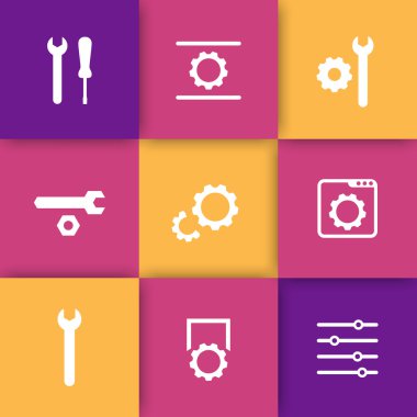 ayarları, yapılandırma, geliştirme simgeler Web siteleri ve apps, illüstrasyon vektör