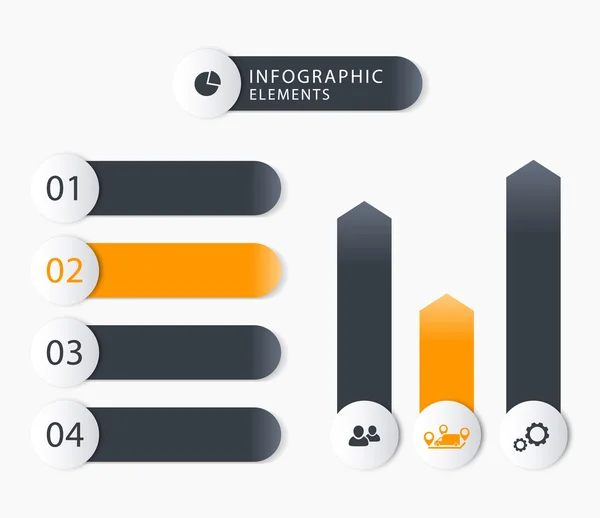 Elementos modernos de infografía empresarial, 1 2 3 4, gráficos, etiquetas escalonadas — Archivo Imágenes Vectoriales