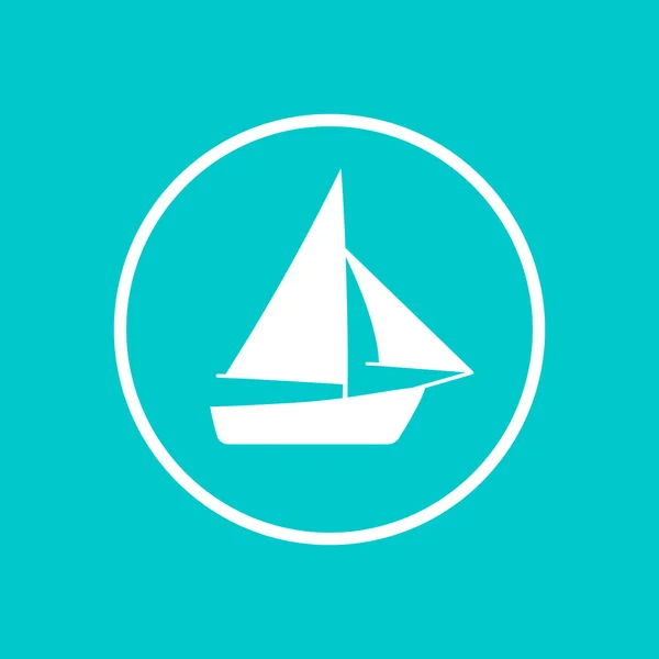 Zeilboot pictogram in cirkel, boot met zeil ondertekenen, vectorillustratie — Stockvector
