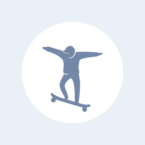 Skateboarden pictogram, man op skateboard vector silhouet geïsoleerd op wit, vectorillustratie — Stockvector