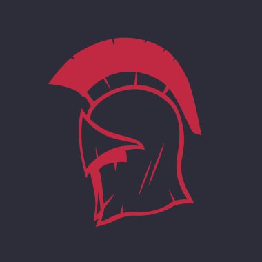 Spartalı kask logo öğesi, kırmızı karanlık, vektör illüstrasyon izole