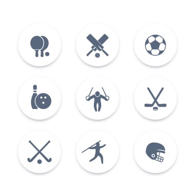 sport, games, competition round icons set, vector illustration clipart