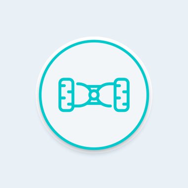 yuvarlak şekil üzerinde hoverboard lineer simgesi, vektör illüstrasyon