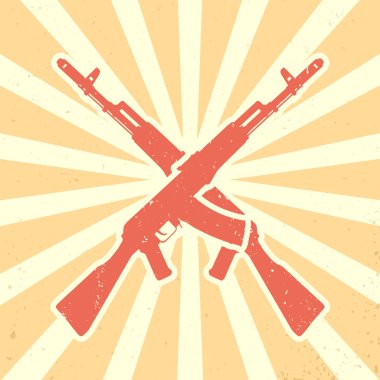 iki çapraz taarruz tüfekleri, Rus otomatik silah, vektör çizim