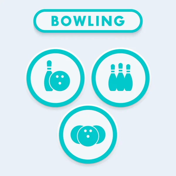 Bowling-Symbole, Kegelnadeln und Ball, Vektorillustration — Stockvektor