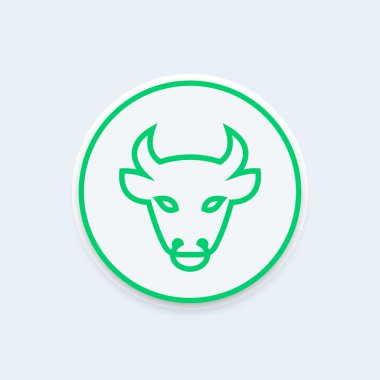 boğa baş başlığı simgesi, öküz baş anahat, vektör illüstrasyon