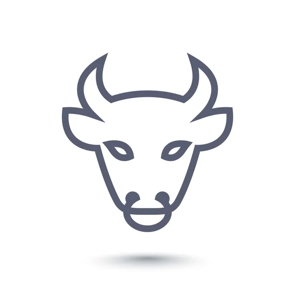 Icona della testa del toro, contorno della testa del bue, pittogramma di linea isolato su bianco, illustrazione vettoriale — Vettoriale Stock