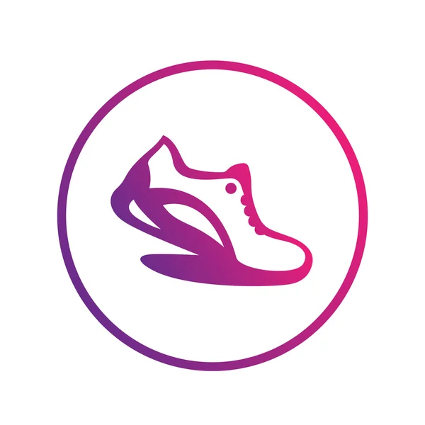 Icono de ejecución, elemento logo, zapato de correr en círculo sobre blanco, ilustración vectorial — Archivo Imágenes Vectoriales