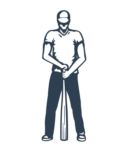 Бейсболист, стоящий с битой, векторная иллюстрация — стоковый вектор