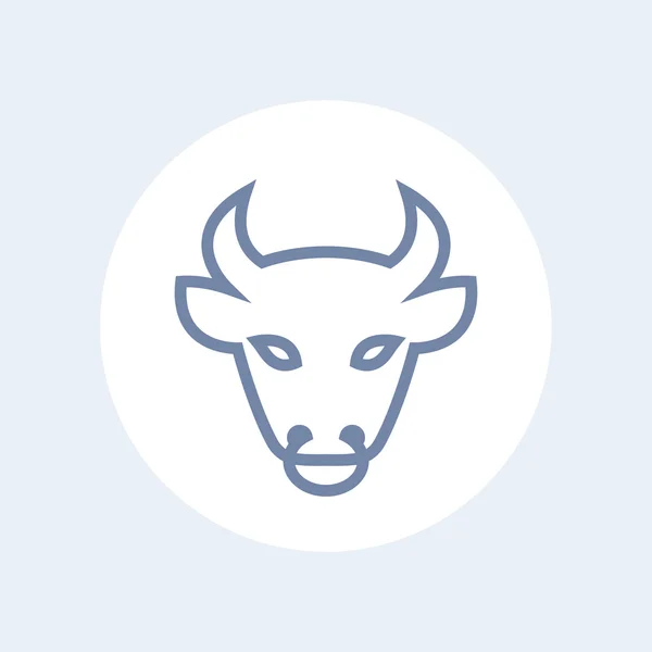 Иконка на голове быка, контур, выделенный на белом, векторная иллюстрация — стоковый вектор