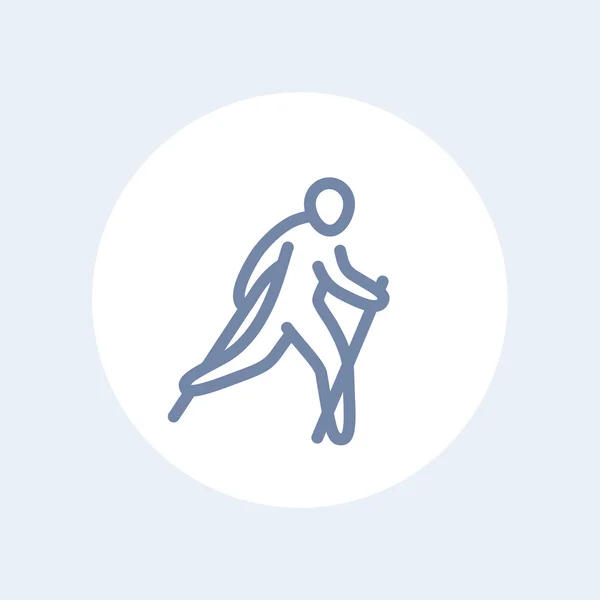 Nordic walking linii ikona, konspektu, na białym tle na białym, ilustracji wektorowych — Wektor stockowy