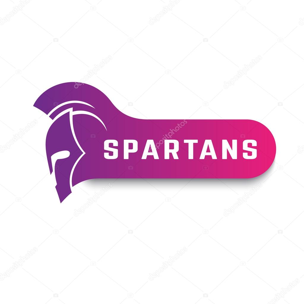 Spartans logo with warrior helmet on white, vector illustration