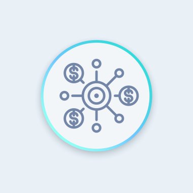 crowdfunding ince bir çizgi kutsal kişilerin resmi, vektör çizim